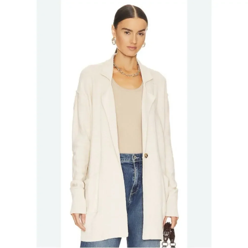 Free People We The Free Desert Knit Blazer Oversized Women Beige Size M